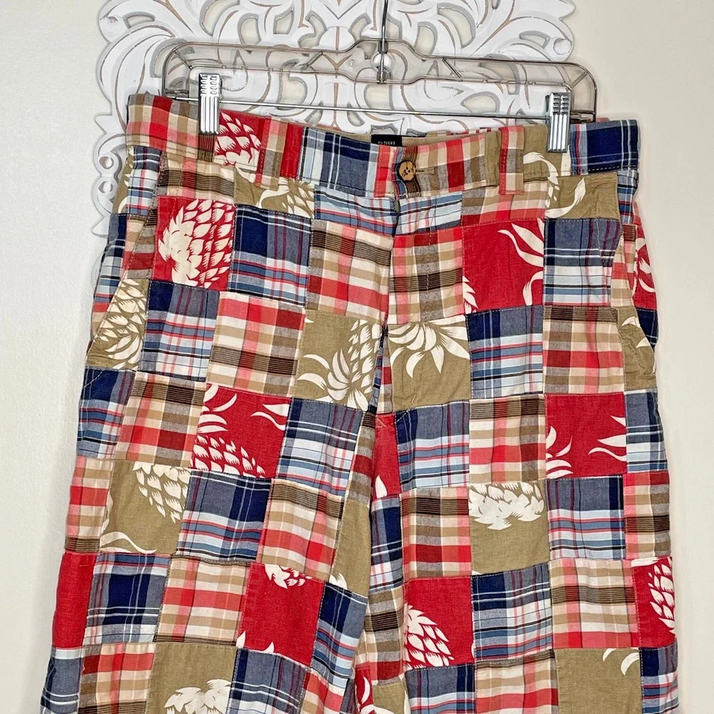 IZOD Men's 33 Patchwork Madras Shorts 100% Cotton Plaid Floral Preppy India